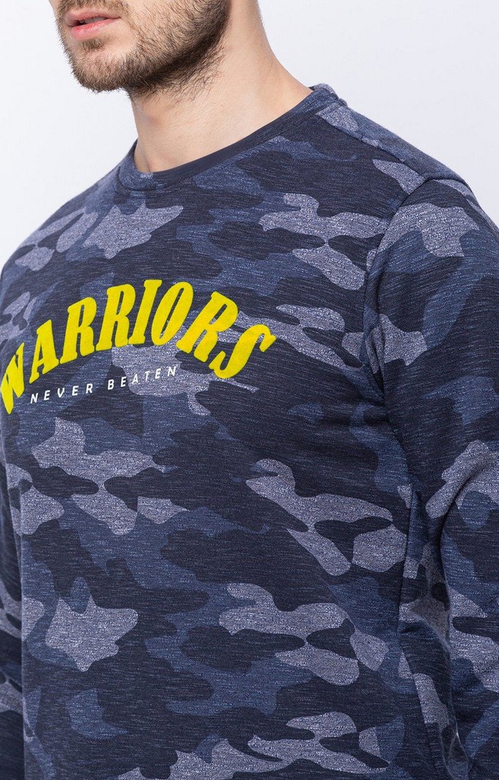 Men's Blue Polycotton Printed Sweatshirts