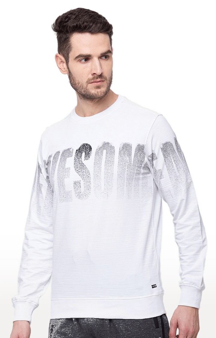 Men's White Polycotton Printed Sweatshirts