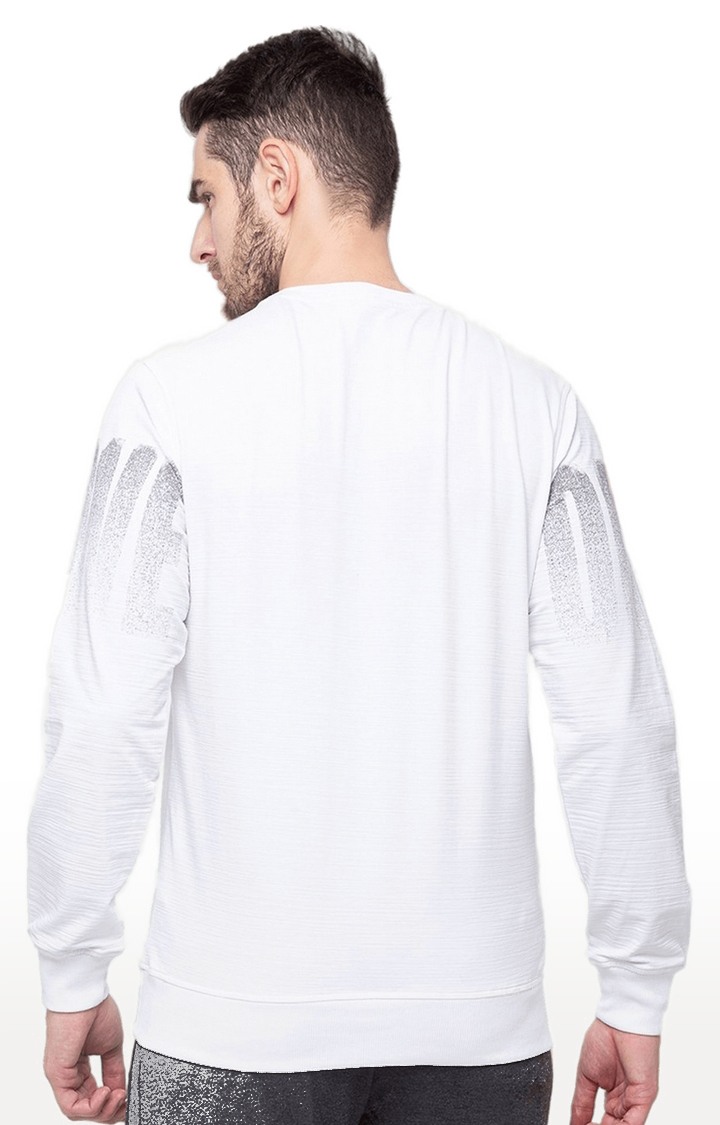 Men's White Polycotton Printed Sweatshirts