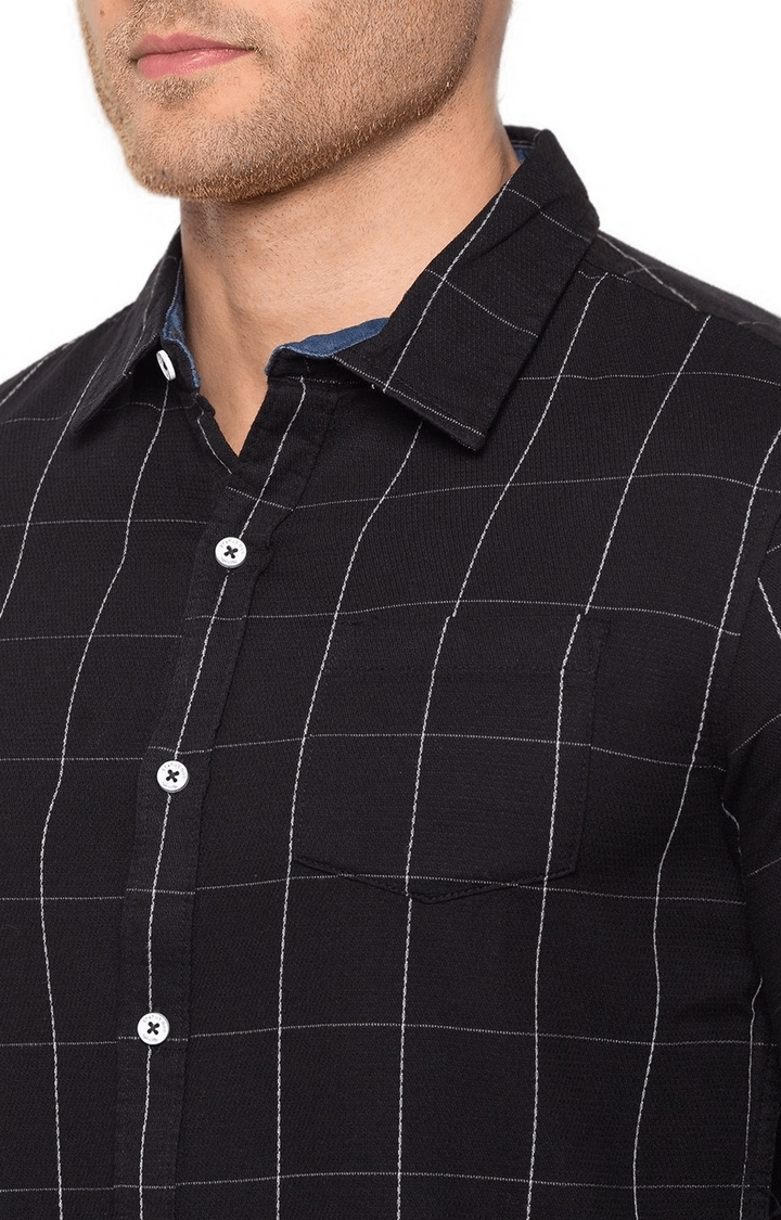 Status Quo | Men's Black Cotton Checked Casual Shirts 3