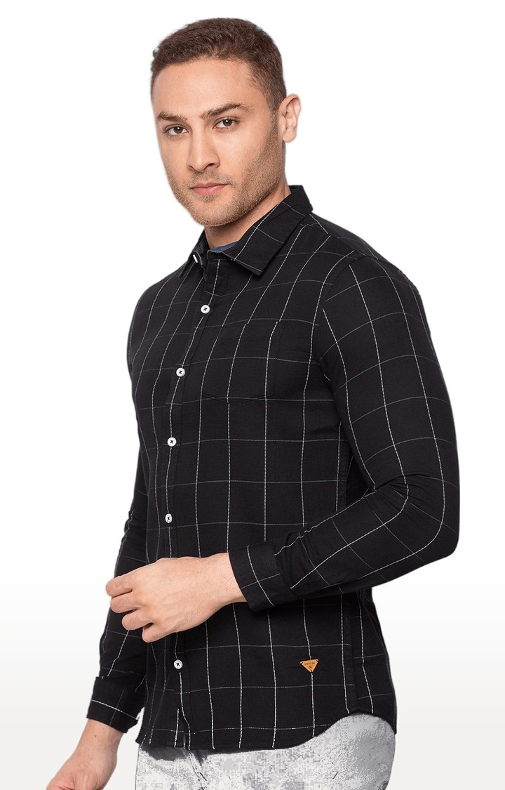 Status Quo | Men's Black Cotton Checked Casual Shirts 1