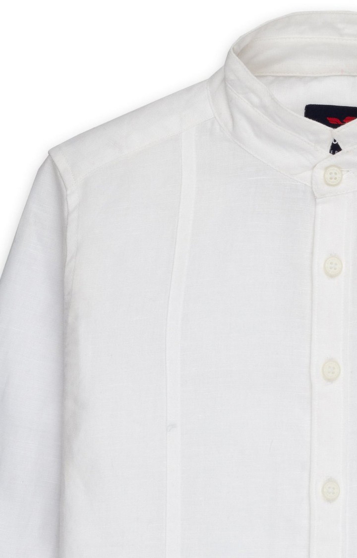Status Quo | Boy's White Cotton Blend Solid Casual Shirts 2
