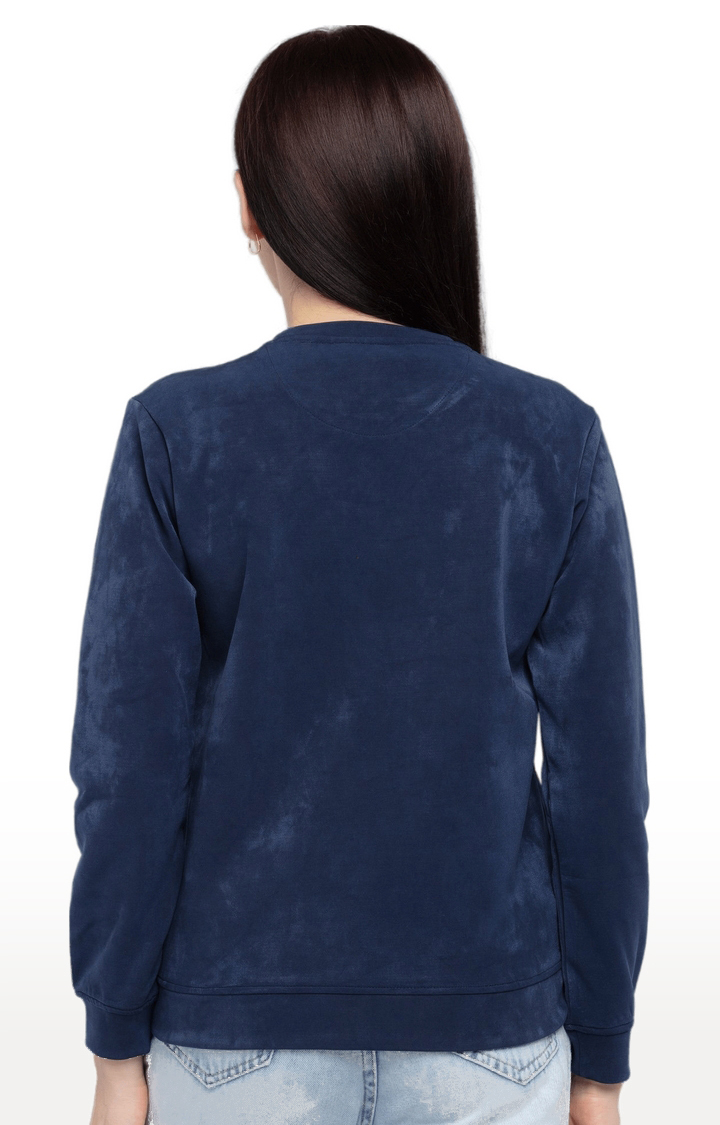 Women's Blue Nylon Solid Sweatshirts