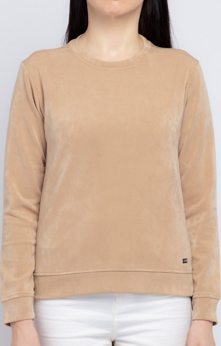 Status Quo | Women's Brown Nylon Solid Sweatshirts 4