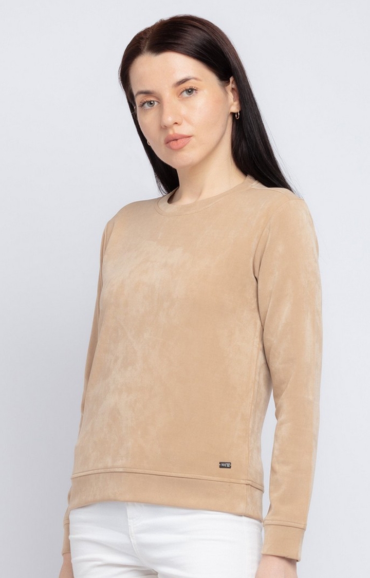 Status Quo | Women's Brown Nylon Solid Sweatshirts 0