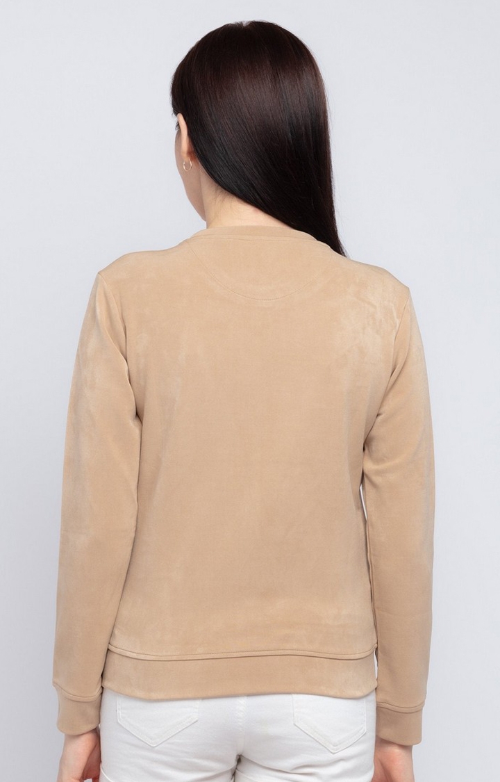 Status Quo | Women's Brown Nylon Solid Sweatshirts 3