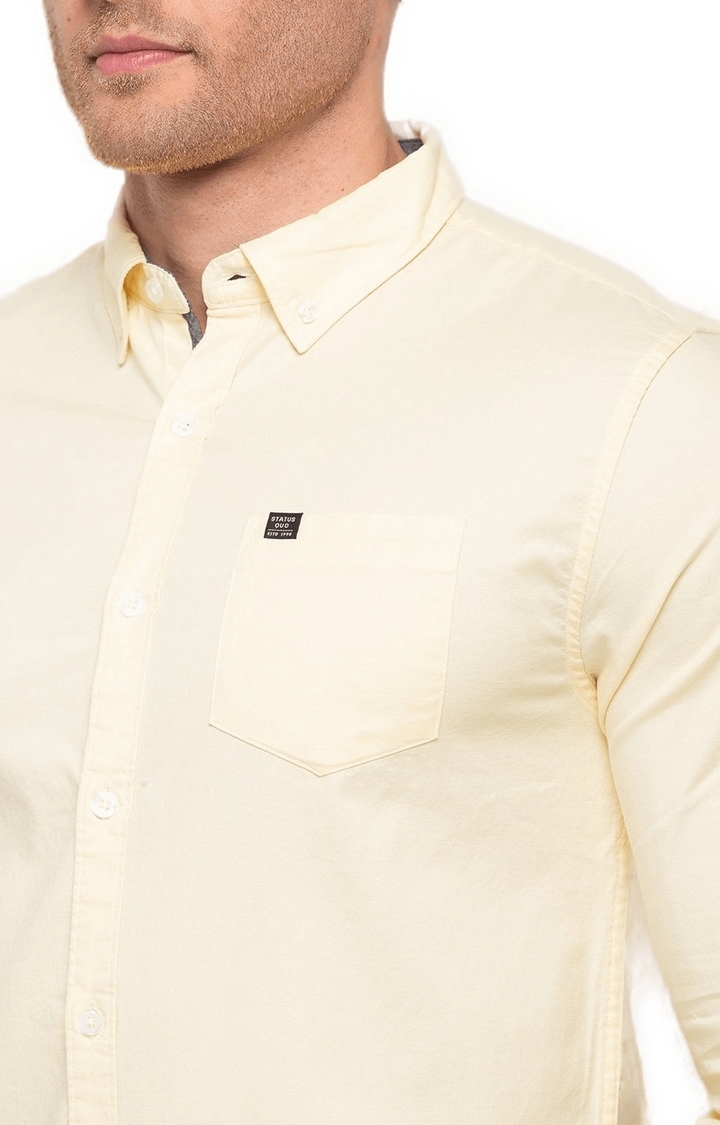 Status Quo | Men's Yellow Cotton Solid Casual Shirts 3