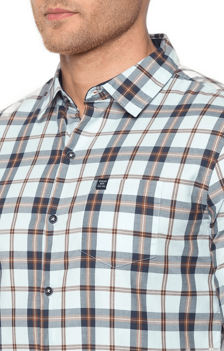 Status Quo | Men's Green Cotton Checked Casual Shirts 3