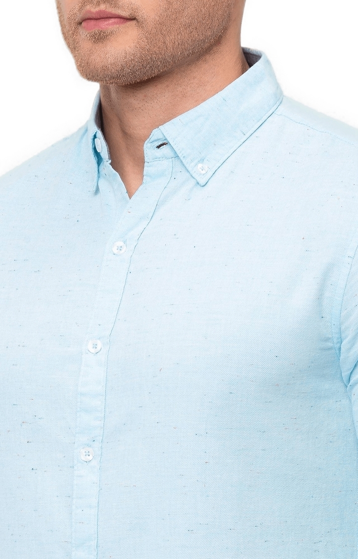 Status Quo | Men's Blue Cotton Solid Casual Shirts 3