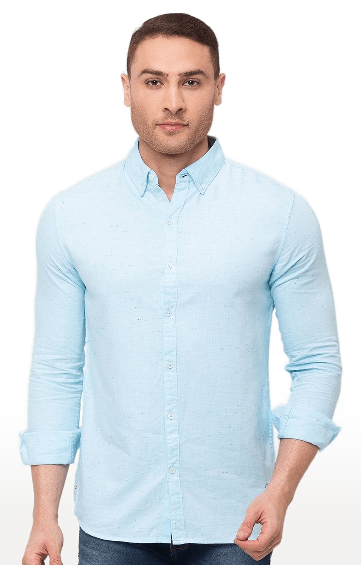 Status Quo | Men's Blue Cotton Solid Casual Shirts 0