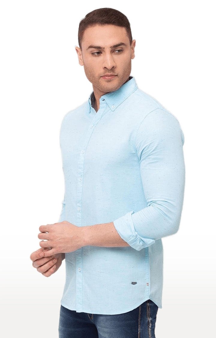 Status Quo | Men's Blue Cotton Solid Casual Shirts 1