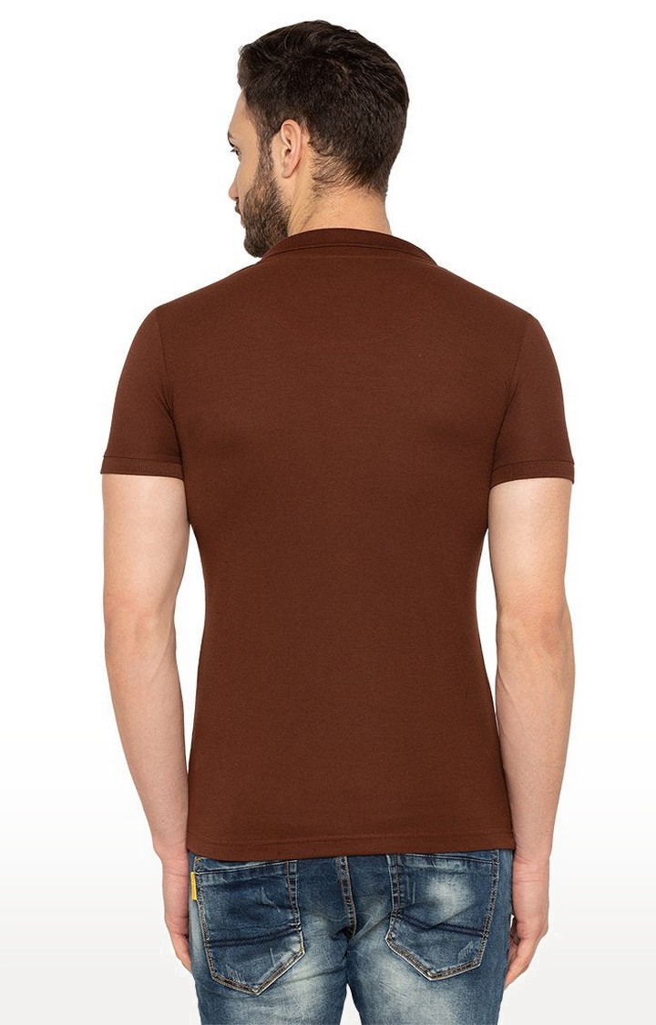 Status Quo | Men's Brown Cotton Solid Polos 3