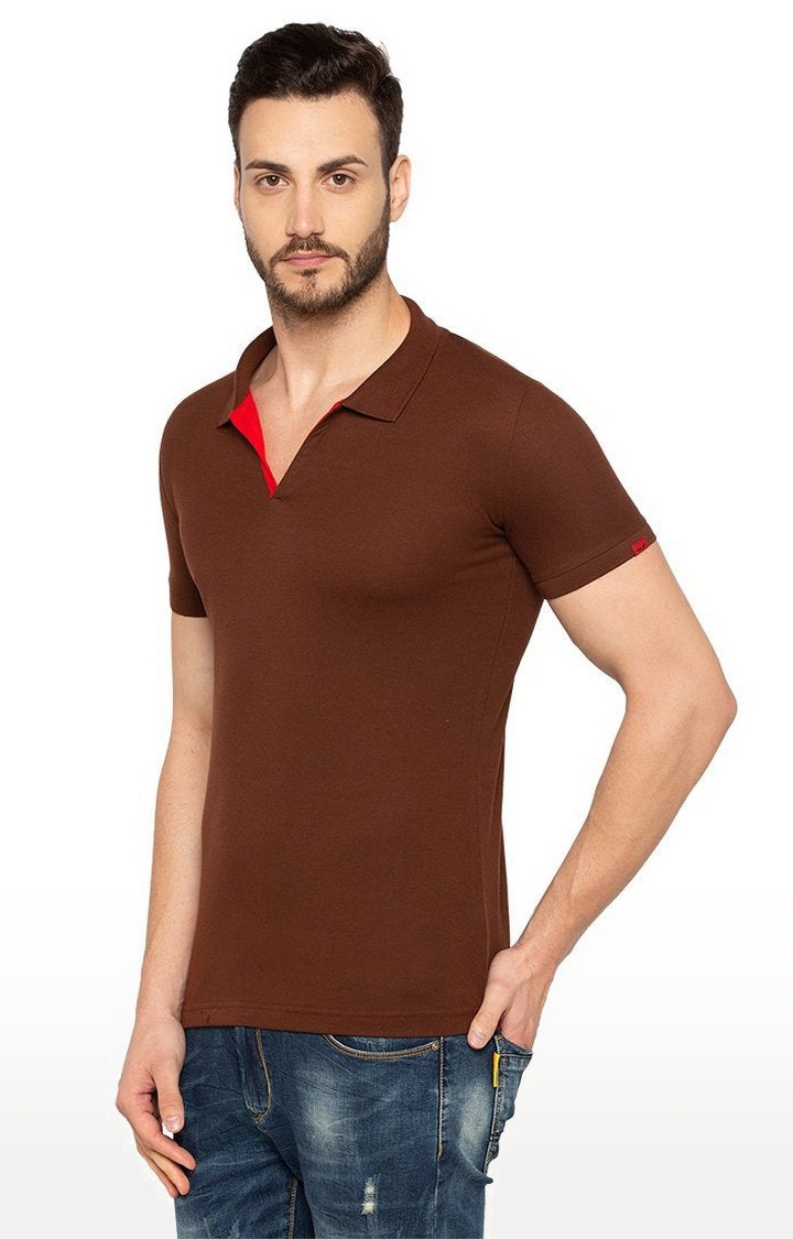 Status Quo | Men's Brown Cotton Solid Polos 2