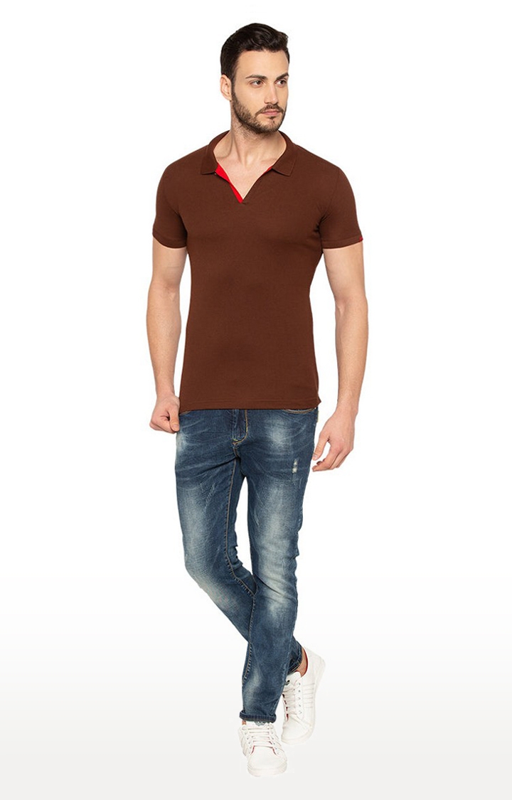 Status Quo | Men's Brown Cotton Solid Polos 1