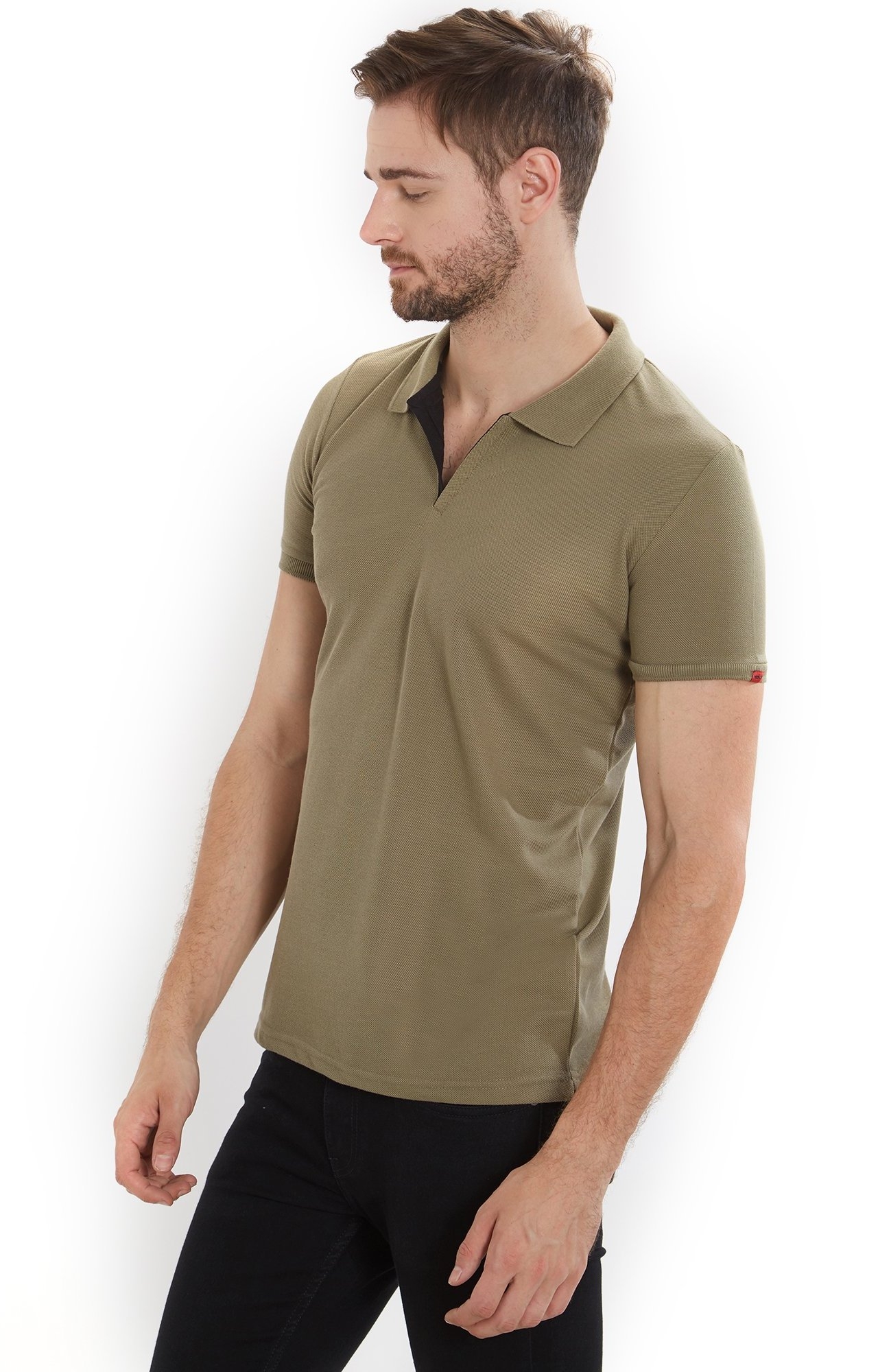 Status Quo | Men's Olive Green Polycotton Solid Polo T-Shirts 1