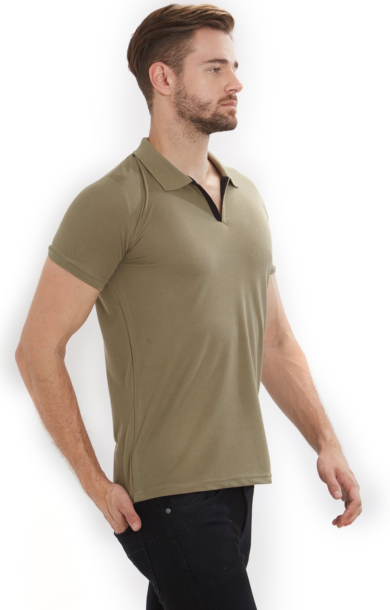 Status Quo | Men's Olive Green Polycotton Solid Polo T-Shirts 2