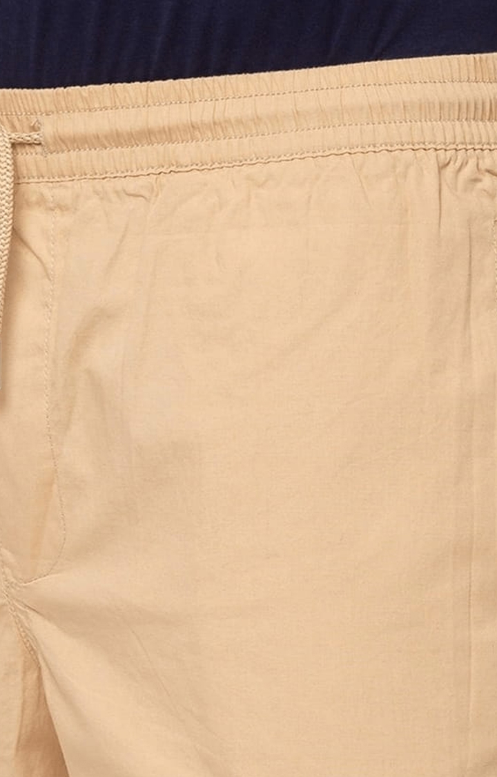 Status Quo | Men's Beige Cotton Solid Short 3