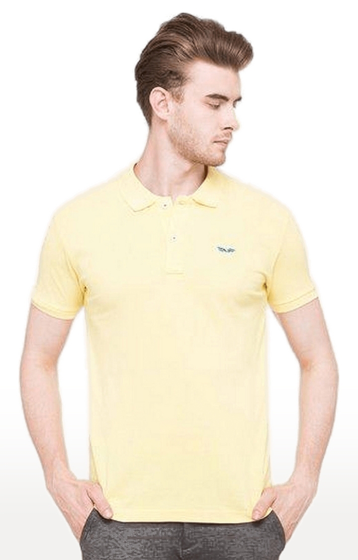 Status Quo | Men's Yellow Polycotton Solid Polos 0