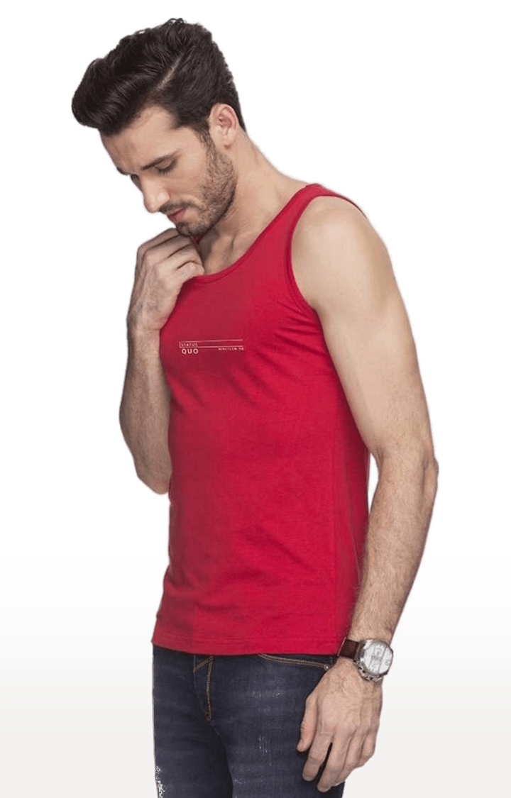 Status Quo | Red Cotton Printed Activewear T-Shirts 1