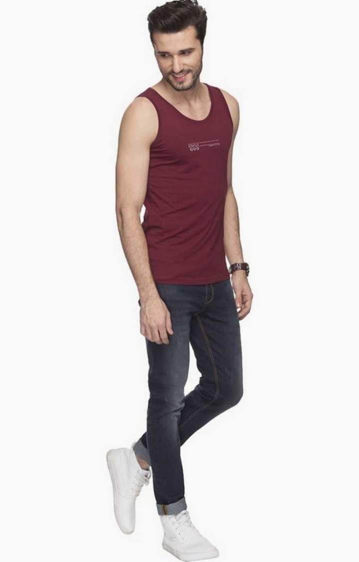 Red Polycotton Printed Activewear T-Shirts