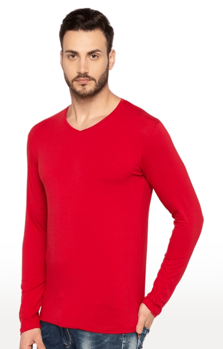Status Quo | Men's Red Polycotton Solid Regular T-Shirt 1