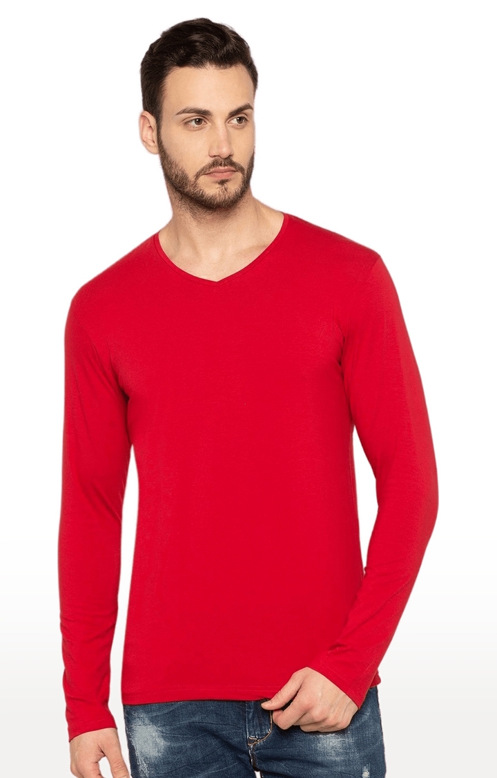 Status Quo | Men's Red Polycotton Solid Regular T-Shirt 0