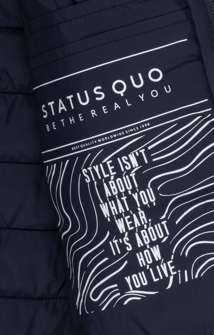Status Quo | Boy's Blue Nylon Solid Bomber Jackets 3