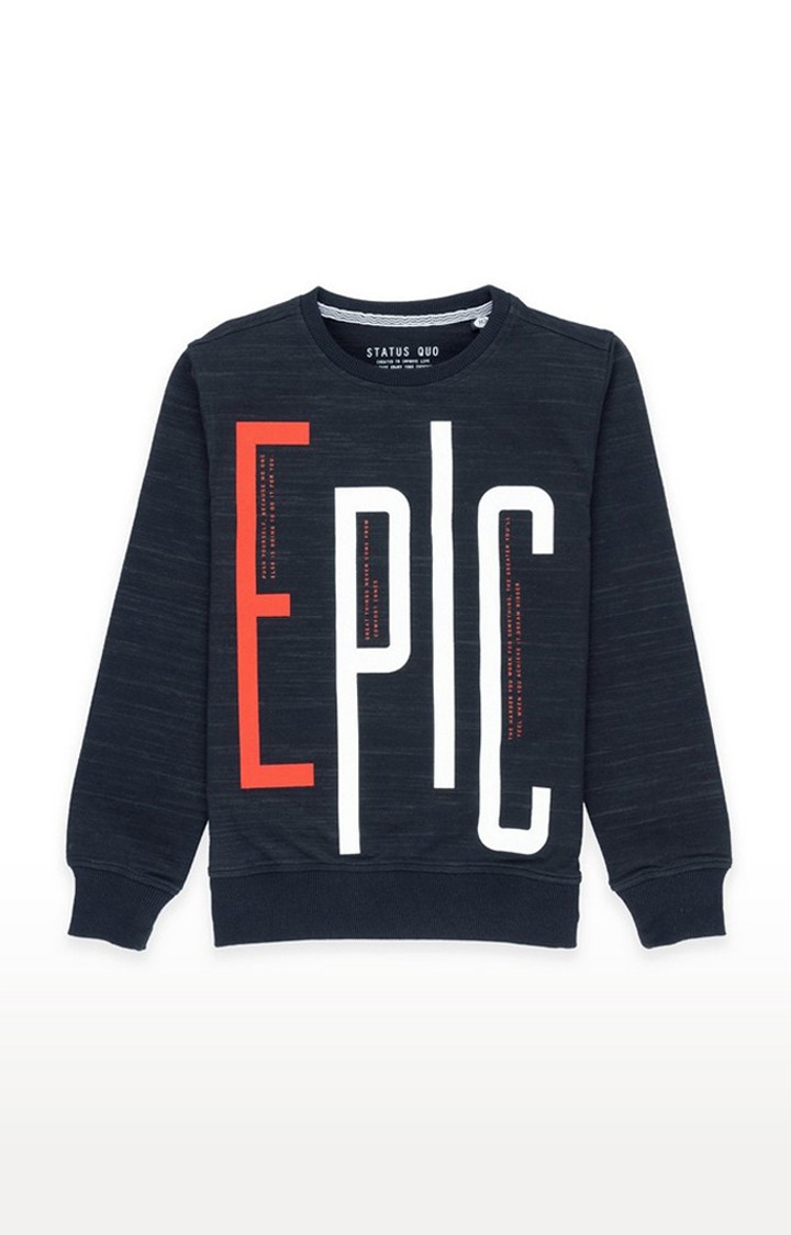 Boy's Blue Cotton Solid Sweatshirts