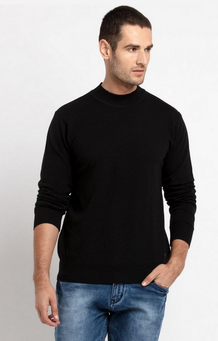 Status Quo | Men's Black Polyester Solid Sweatshirts 0
