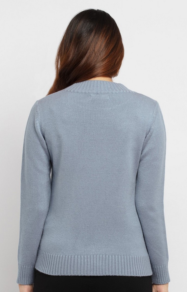 Status Quo | Women's Grey Acrylic Textured Sweaters 3