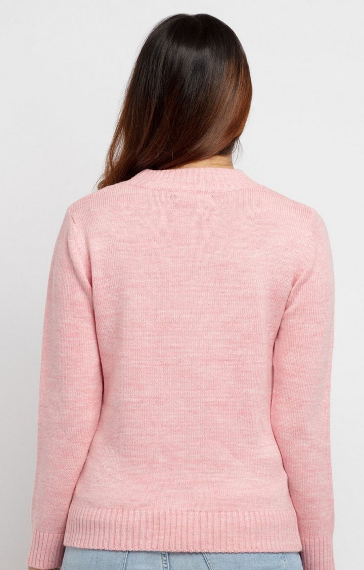 Status Quo | Women's Pink Polycotton Embellished Sweaters 2