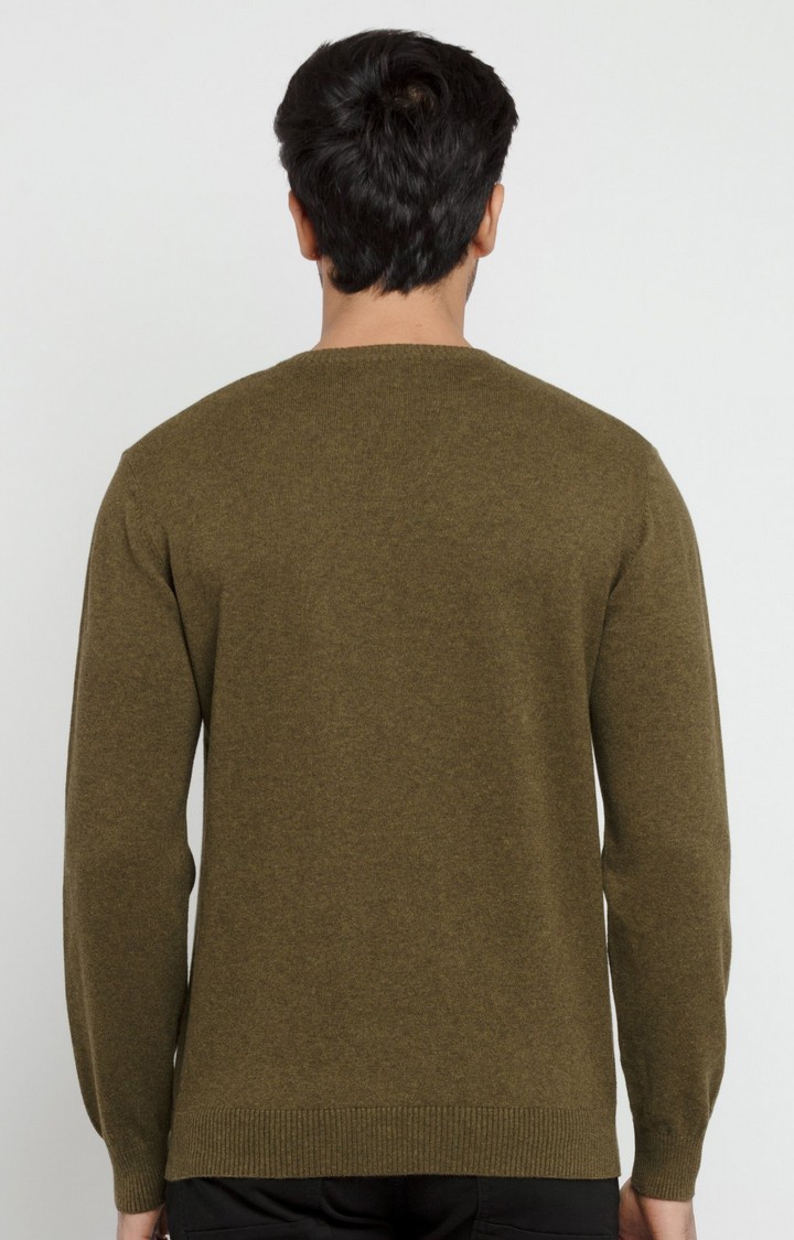 Status Quo | Men's Green Polyester Melange Sweaters 2
