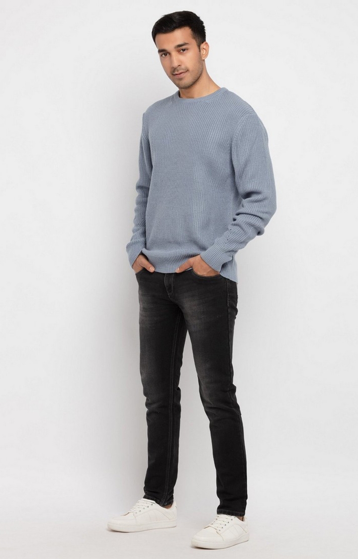 Status Quo | Men's Grey Cotton Solid Sweaters 1
