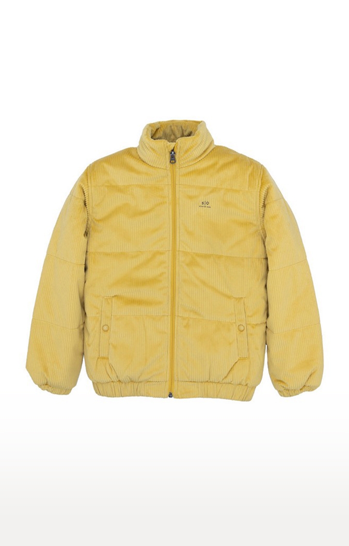 Status Quo | Boy's Yellow Cotton Solid Bomber Jackets 0
