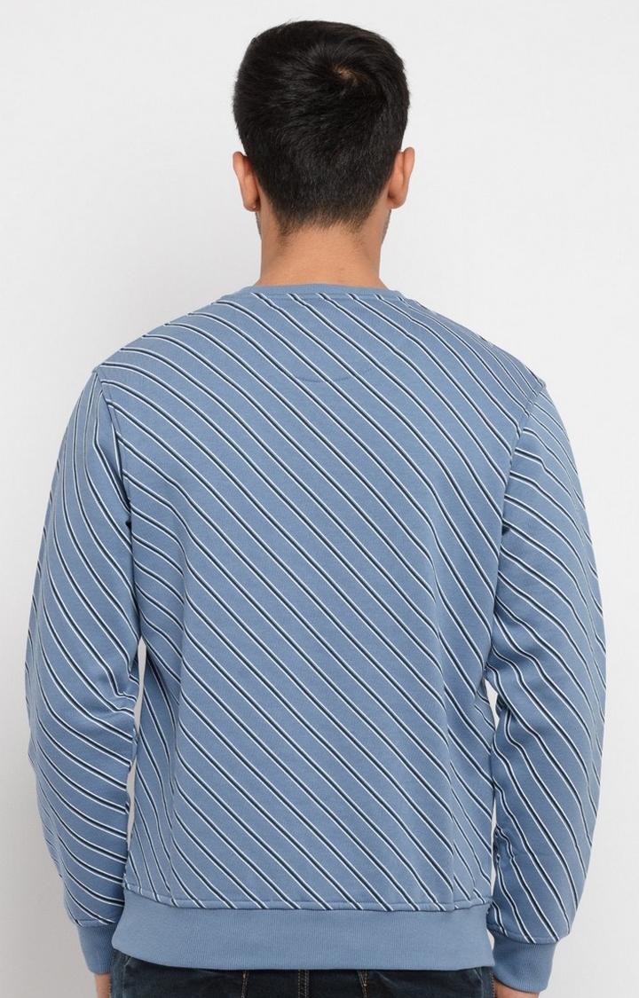 Status Quo | Men's Blue Polycotton Striped Sweatshirts 2