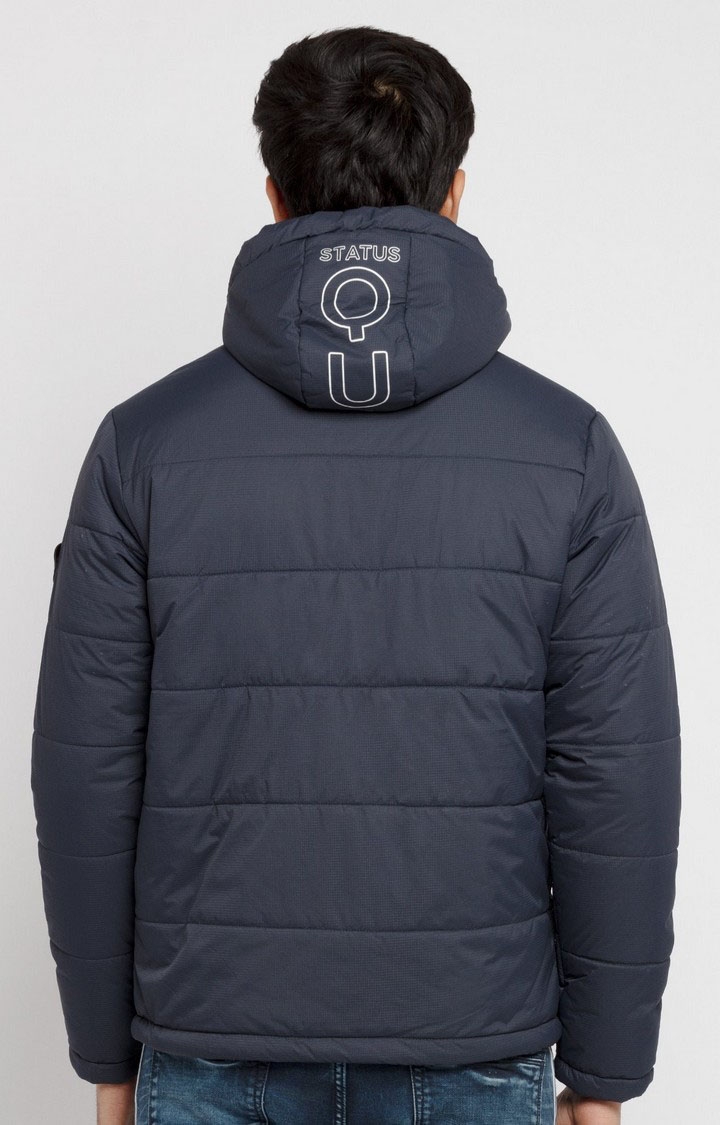 Status Quo | Men's Blue Polyester Quilted Bomber Jackets 2