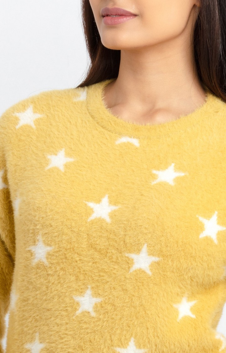 Status Quo | Women's Yellow Acrylic Solid Sweaters 4