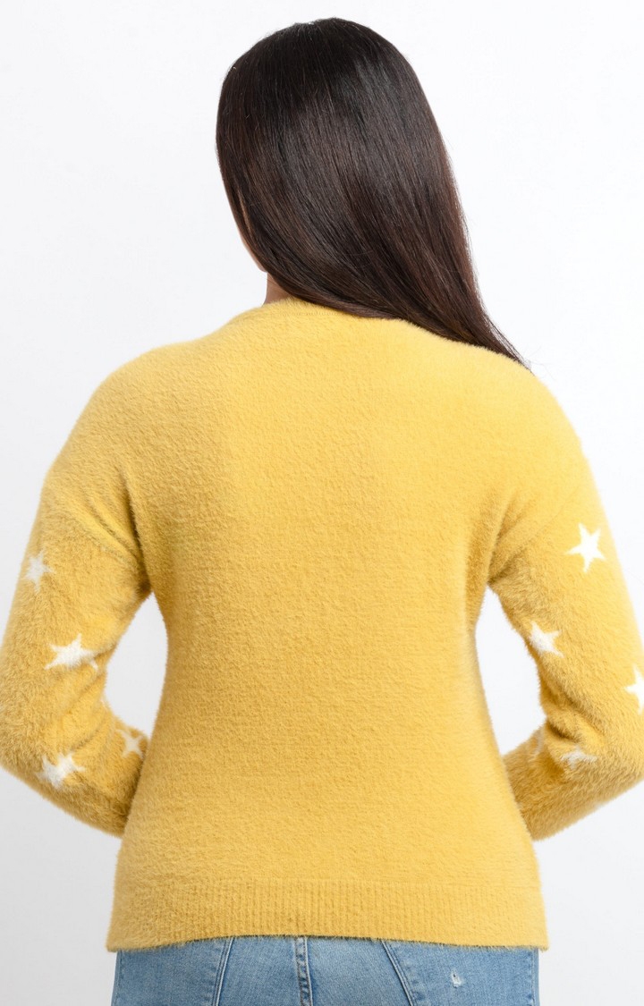 Status Quo | Women's Yellow Acrylic Solid Sweaters 3