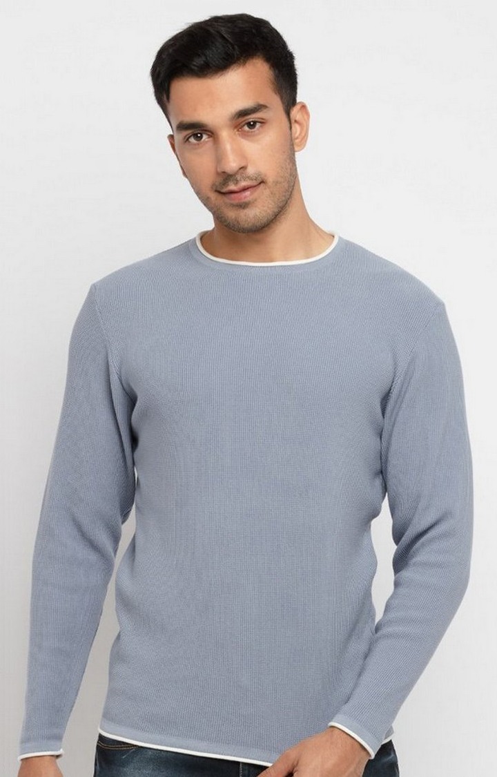Men's Grey Cotton Solid Sweatshirts