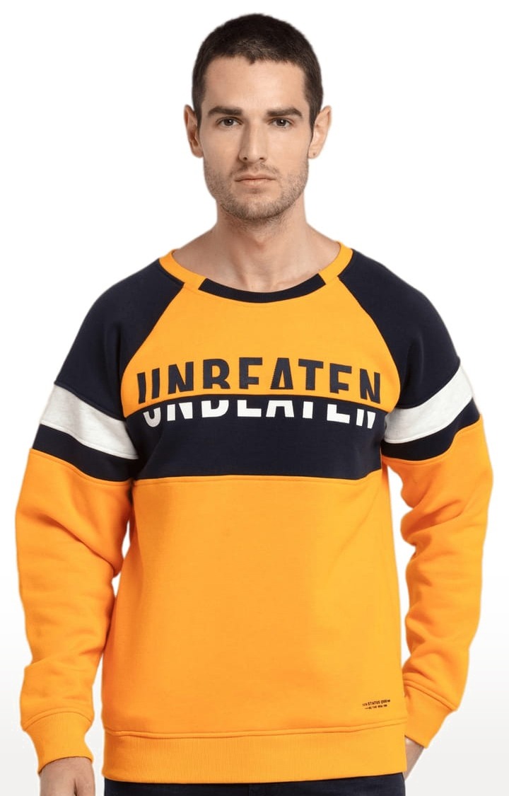 Men's Yellow Polycotton Printed Sweatshirts