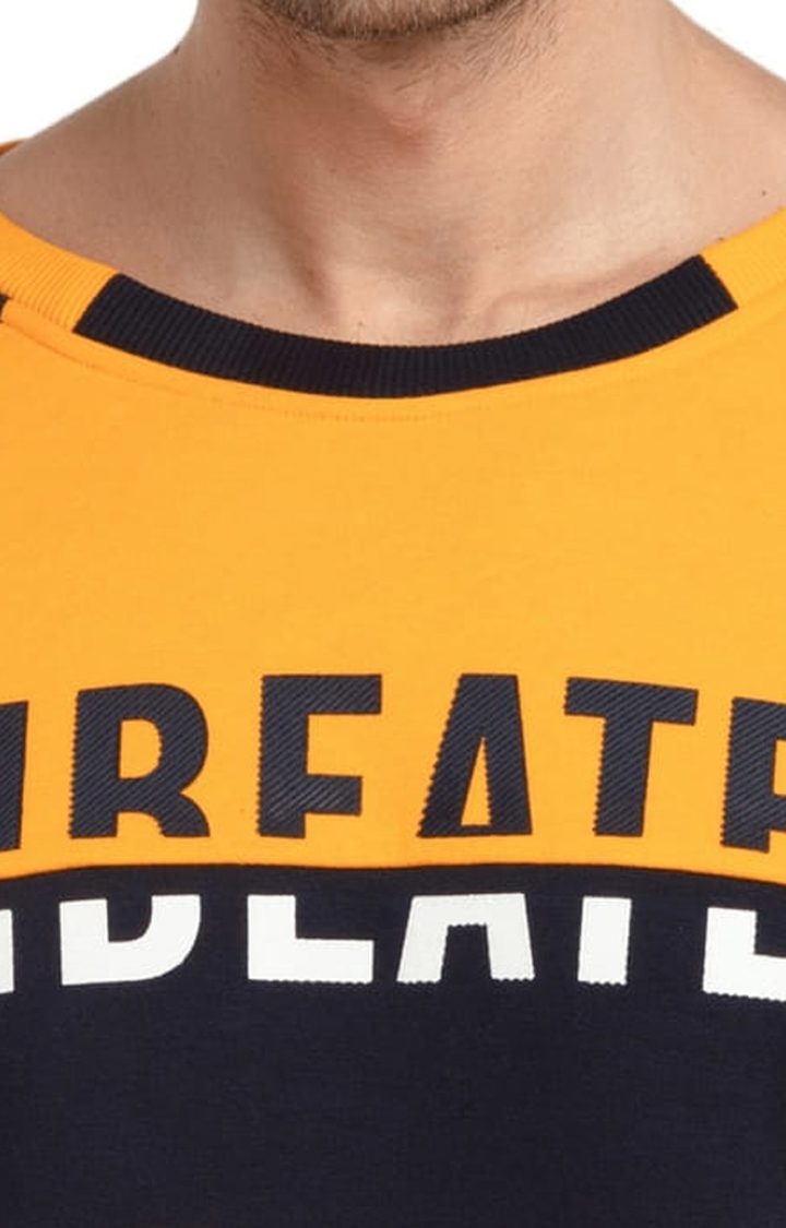 Men's Yellow Polycotton Printed Sweatshirts