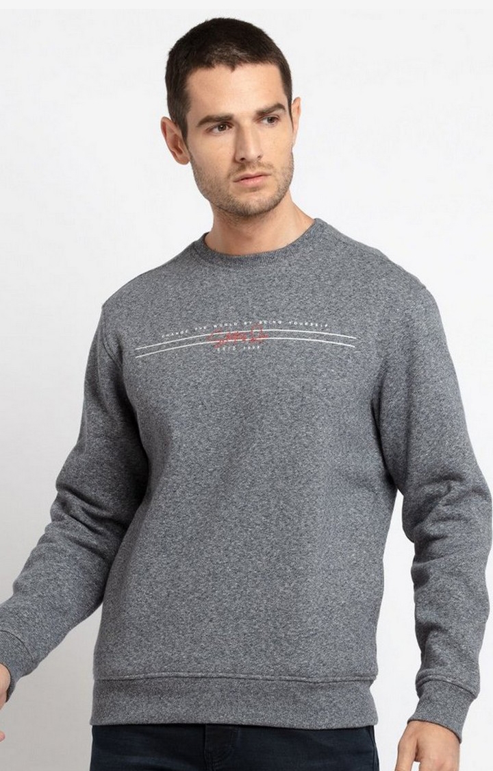 Status Quo | Men's Grey Cotton Printed Sweatshirts 0