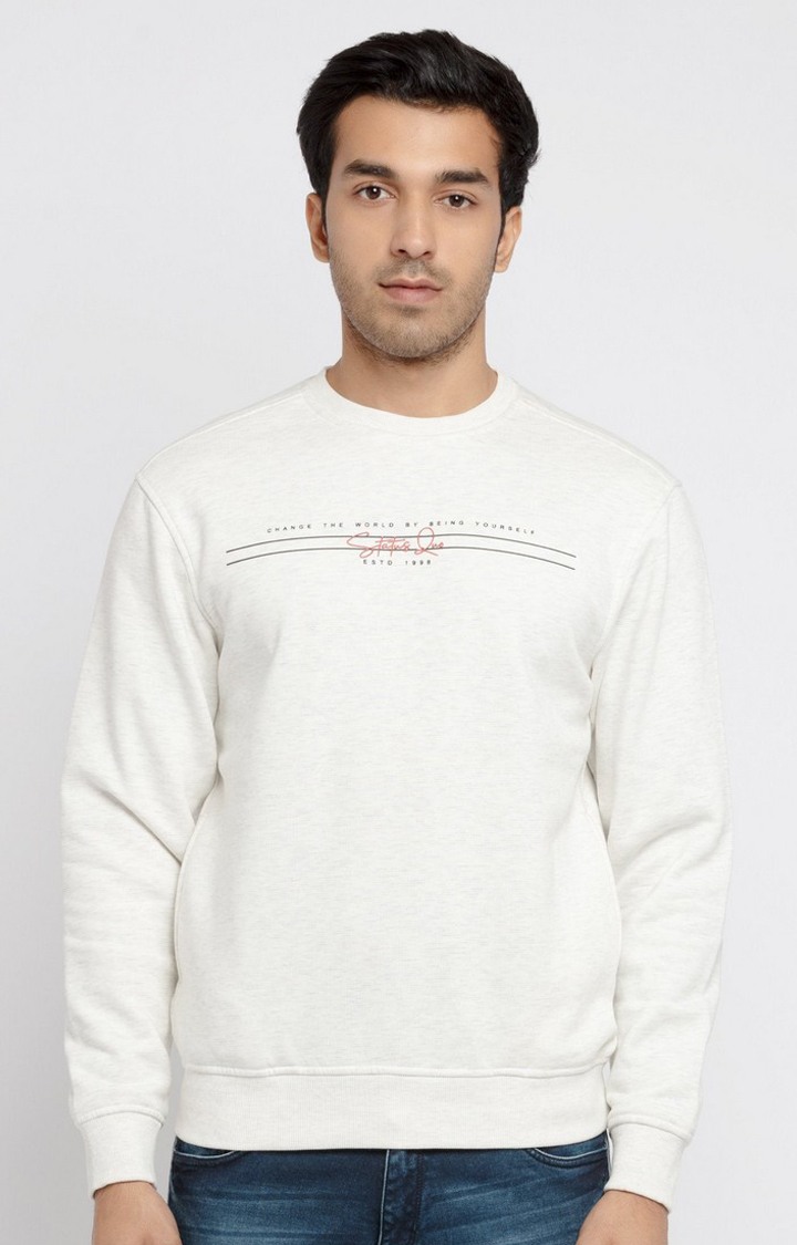 Men's White Polycotton Solid Sweatshirts