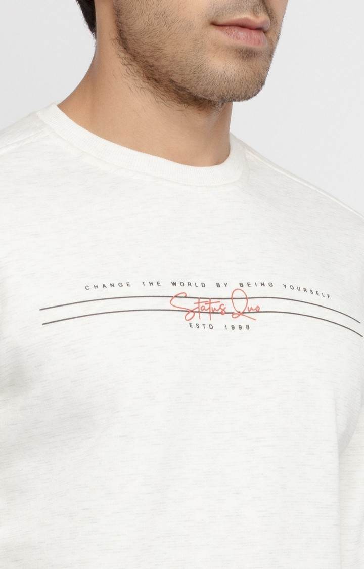 Men's White Polycotton Solid Sweatshirts