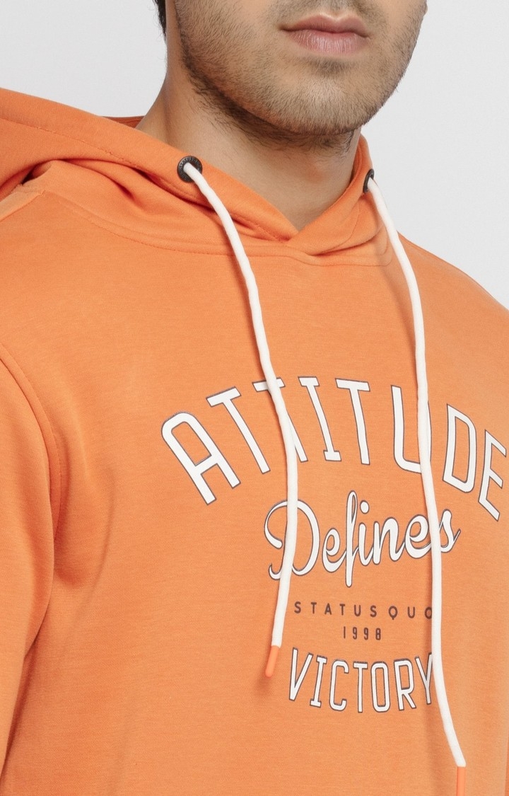 Status Quo | Men's Orange Polycotton Printed Hoodies 3