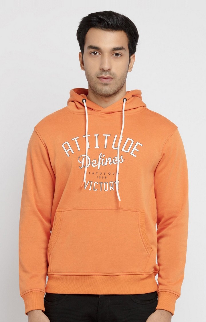 Status Quo | Men's Orange Cotton Printed Sweatshirts 0