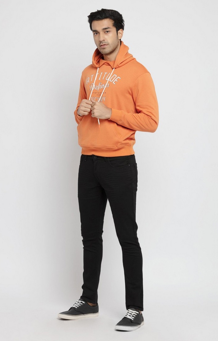 Status Quo | Men's Orange Cotton Printed Sweatshirts 1