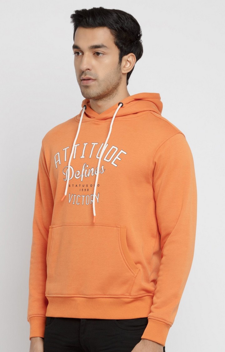 Status Quo | Men's Orange Cotton Printed Sweatshirts 2