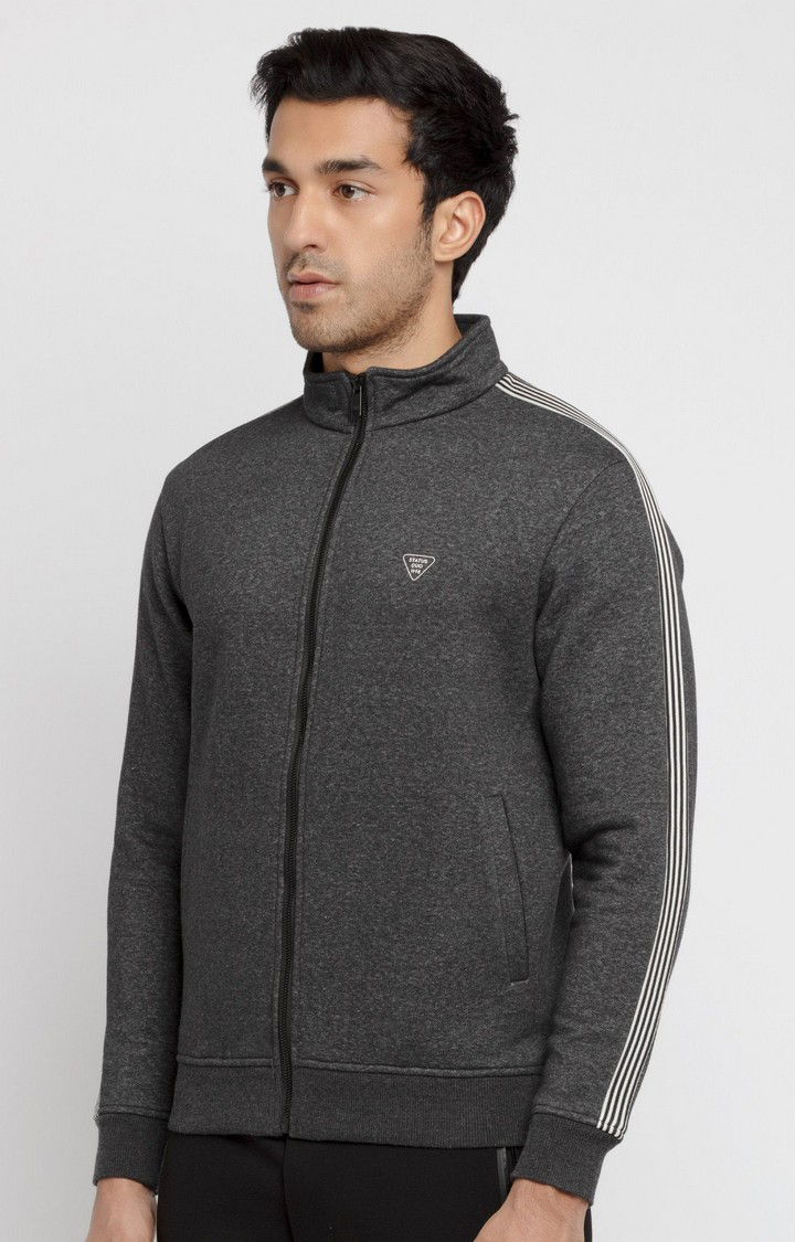 Men's Grey Polycotton Melange Sweatshirts