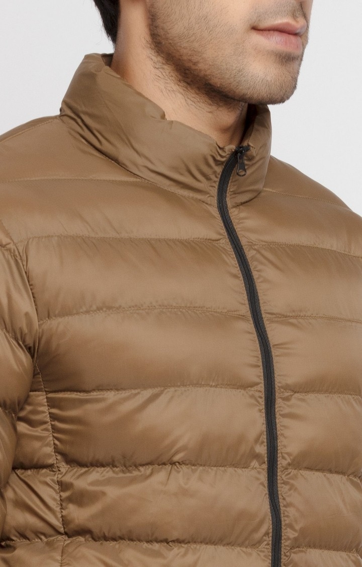 Status Quo | Men's Brown Polycotton Quilted Bomber Jackets 3